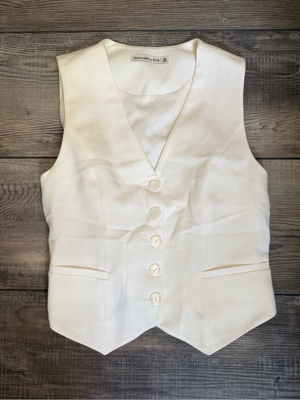 Abercrombie & Fitch Cream V-Neck Sleeveless Vest Top
